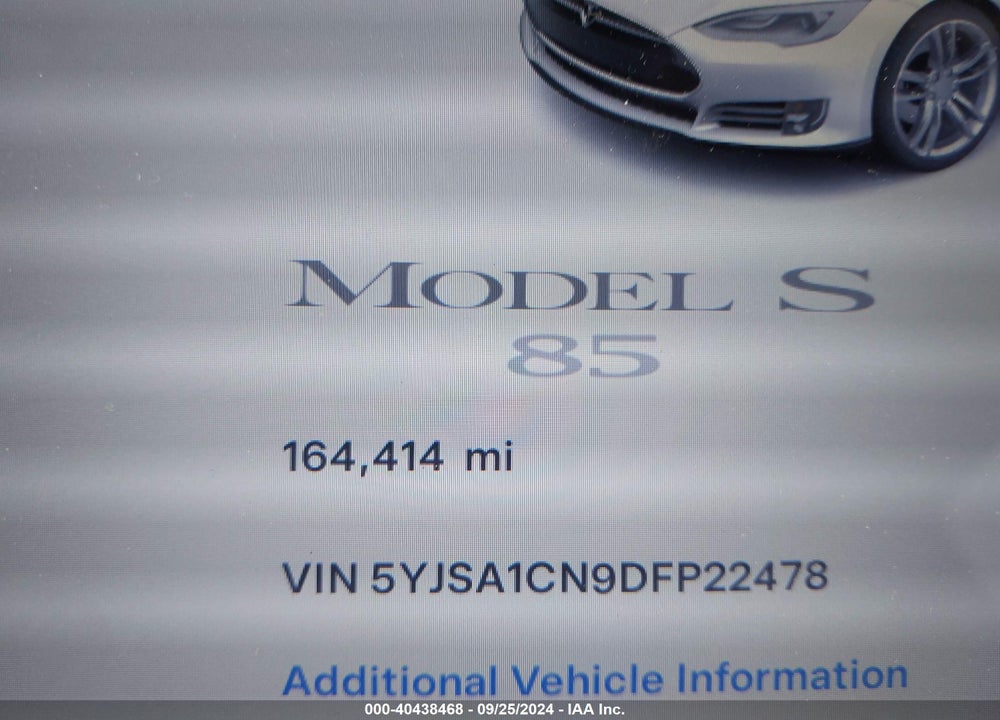 2013 TESLA MODEL S VIN: 5YJSA1CN9DFP22478