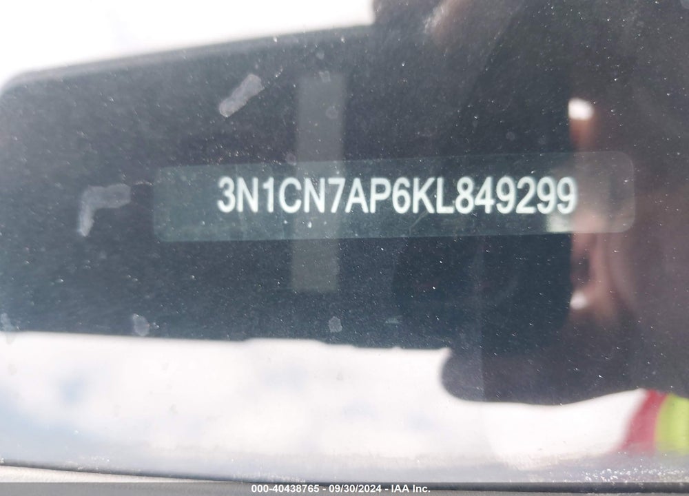 2019 NISSAN VERSA 1.6 SV VIN: 3N1CN7AP6KL849299