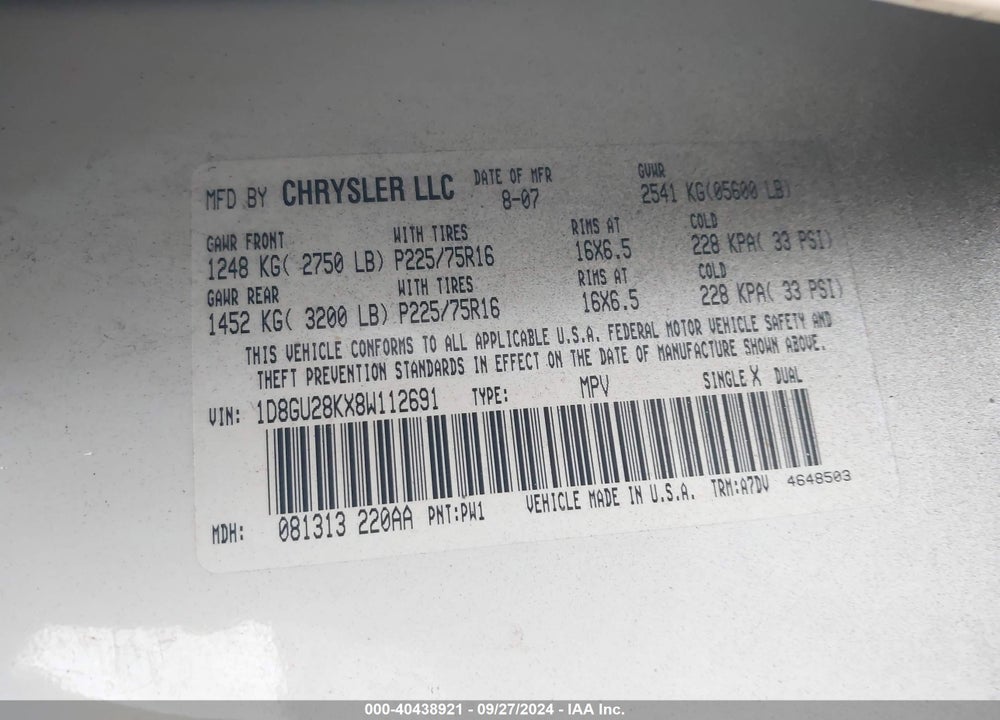 2008 DODGE NITRO SXT VIN: 1D8GU28KX8W112691