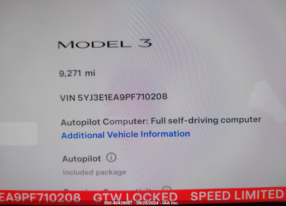 2023 TESLA MODEL 3 REAR-WHEEL DRIVE VIN: 5YJ3E1EA9PF710208