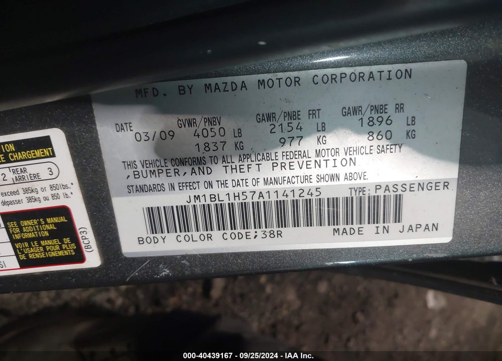 2010 MAZDA 3 S SPORT VIN: JM1BL1H57A1141245