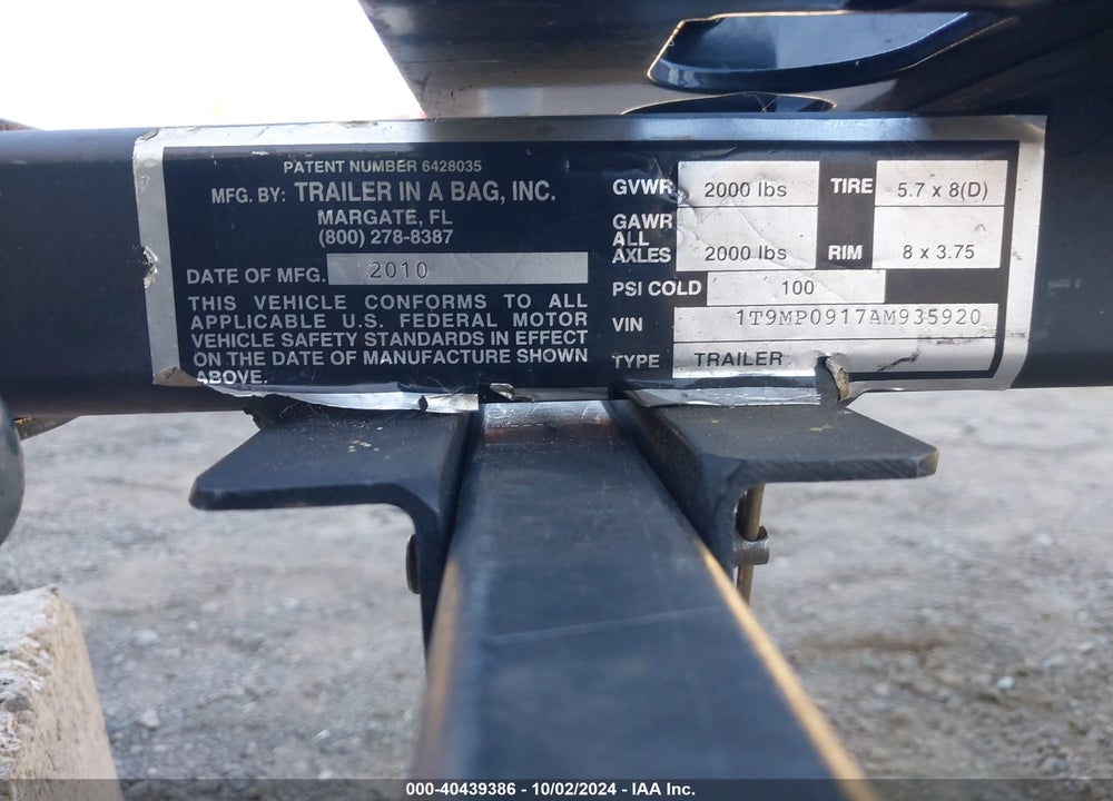 2010 TRAILER UNKNOWN VIN: 1T9MP0917AM935920