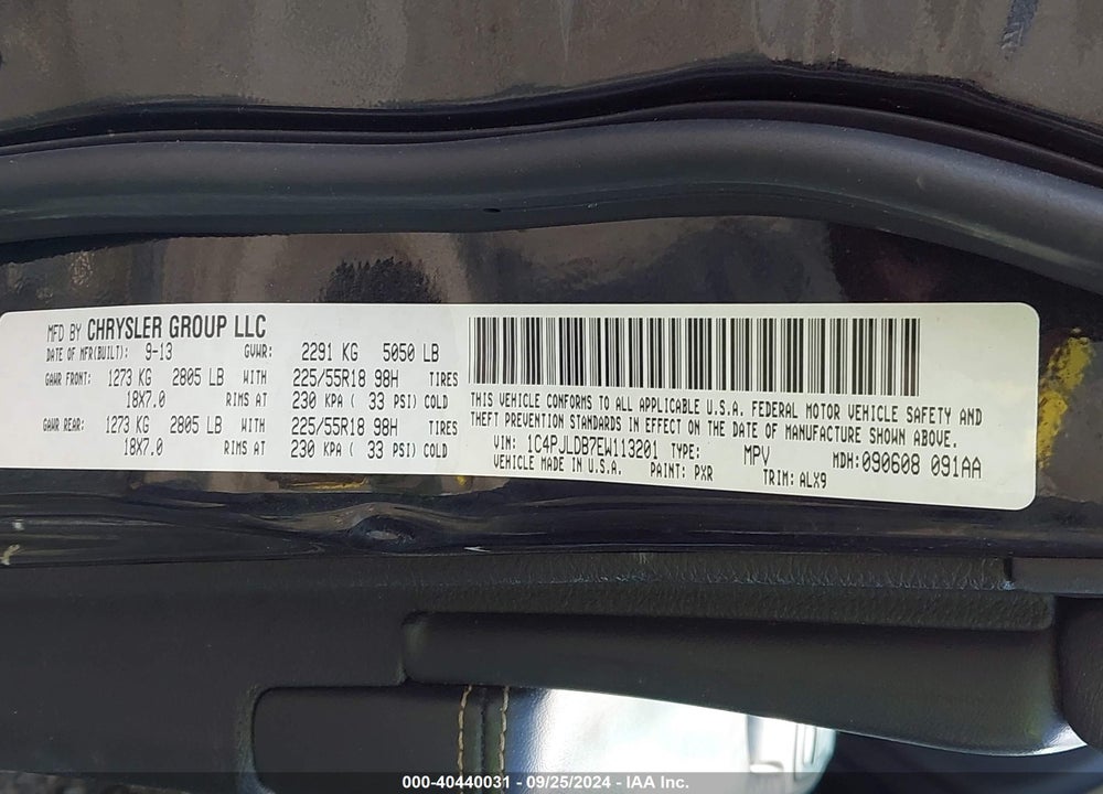 2014 JEEP CHEROKEE LIMITED VIN: 1C4PJLDB7EW113201