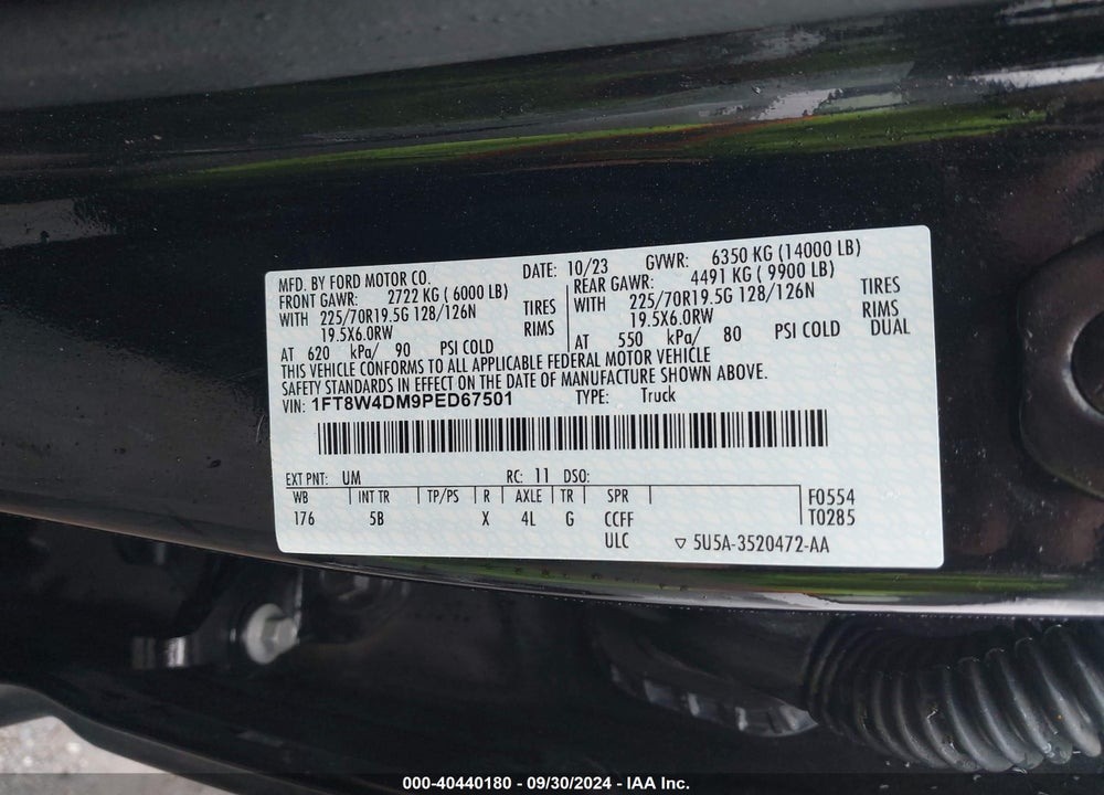 2023 FORD F-450 LARIAT VIN: 1FT8W4DM9PED67501