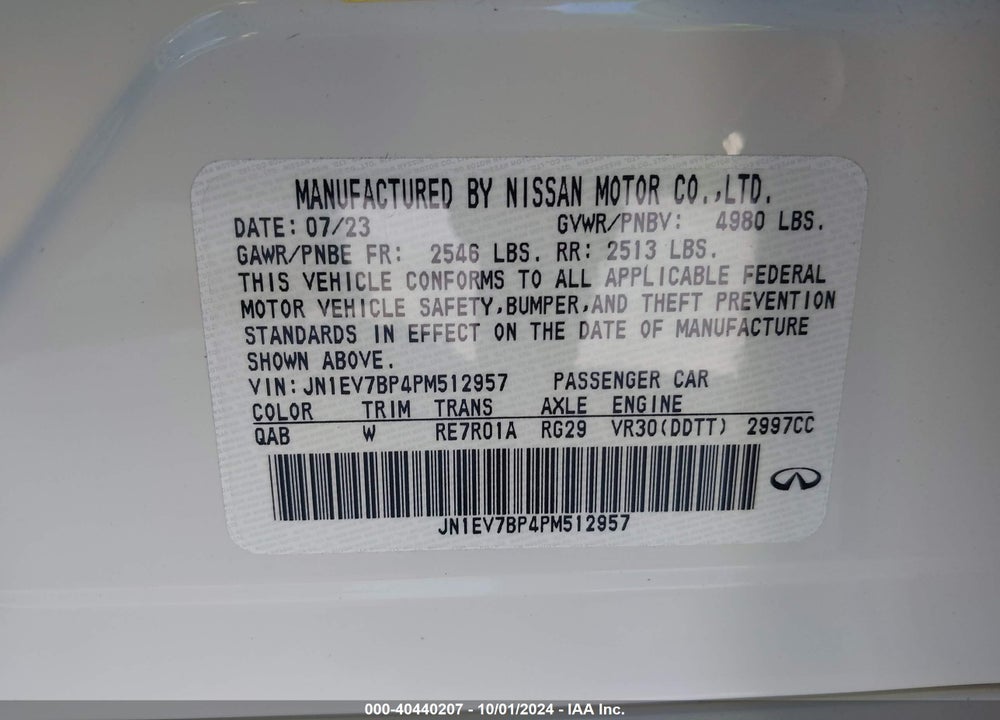 2023 INFINITI Q50 LUXE VIN: JN1EV7BP4PM512957