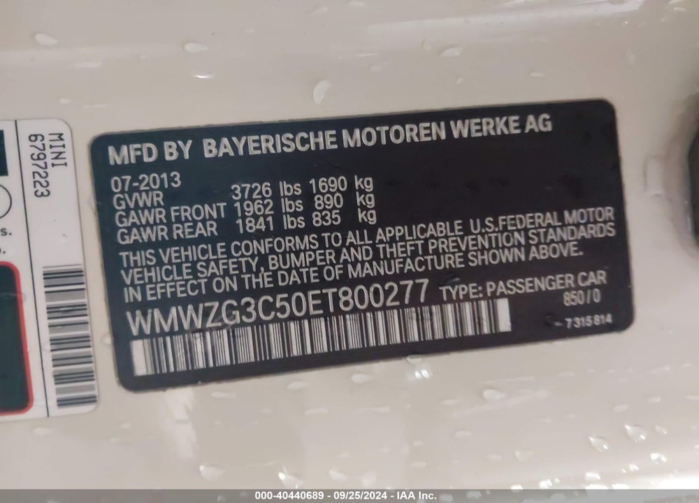 2014 MINI CLUBMAN COOPER S VIN: WMWZG3C50ET800277