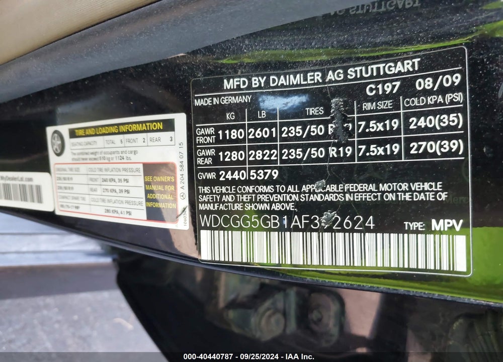 2010 MERCEDES-BENZ GLK 350 VIN: WDCGG5GB1AF392624