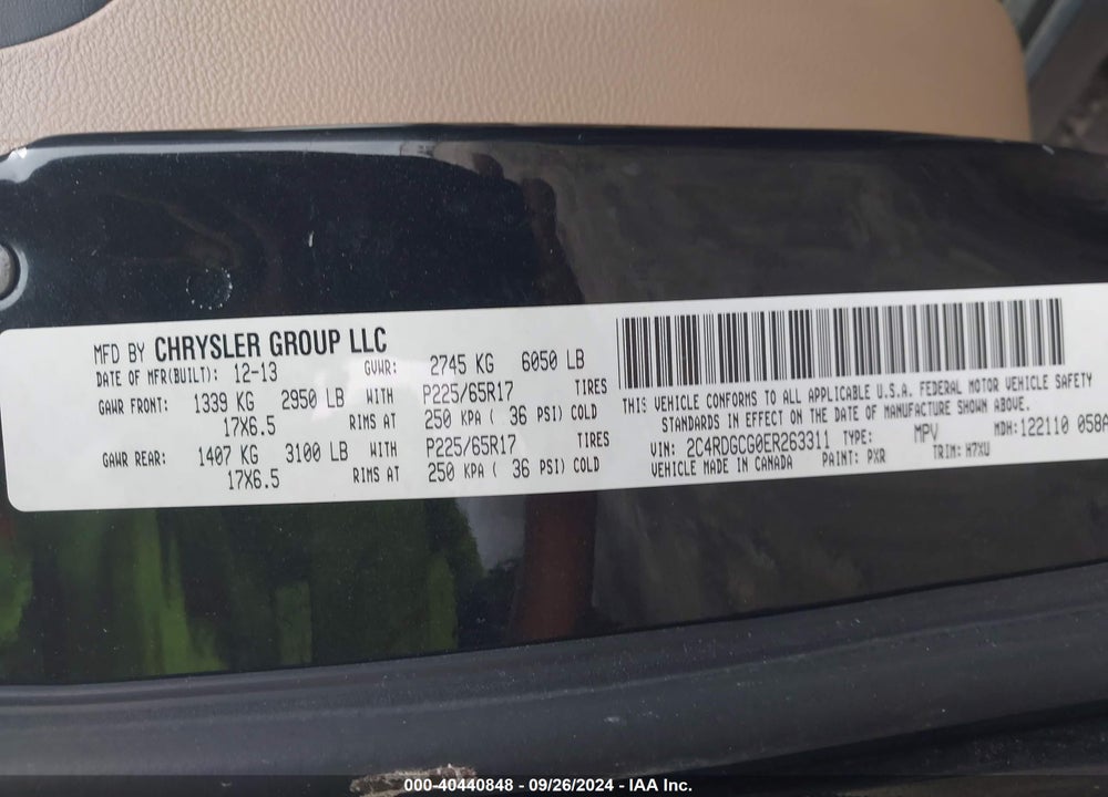 2014 DODGE GRAND CARAVAN SXT VIN: 2C4RDGCG0ER263311