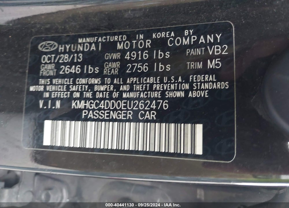 2014 HYUNDAI GENESIS 3.8 VIN: KMHGC4DD0EU262476