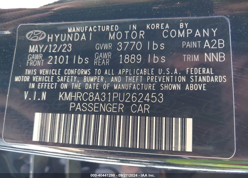2023 HYUNDAI VENUE SEL VIN: KMHRC8A31PU262453