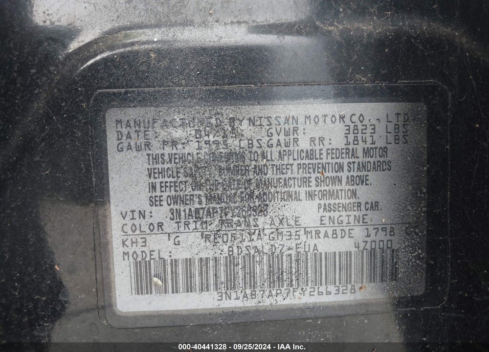 2015 NISSAN SENTRA FE+ S/S/SL/SR/SV VIN: 3N1AB7AP7FY266328