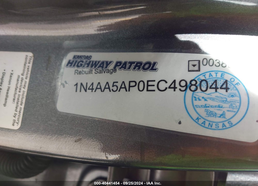 2014 NISSAN MAXIMA 3.5 S VIN: 1N4AA5AP0EC498044