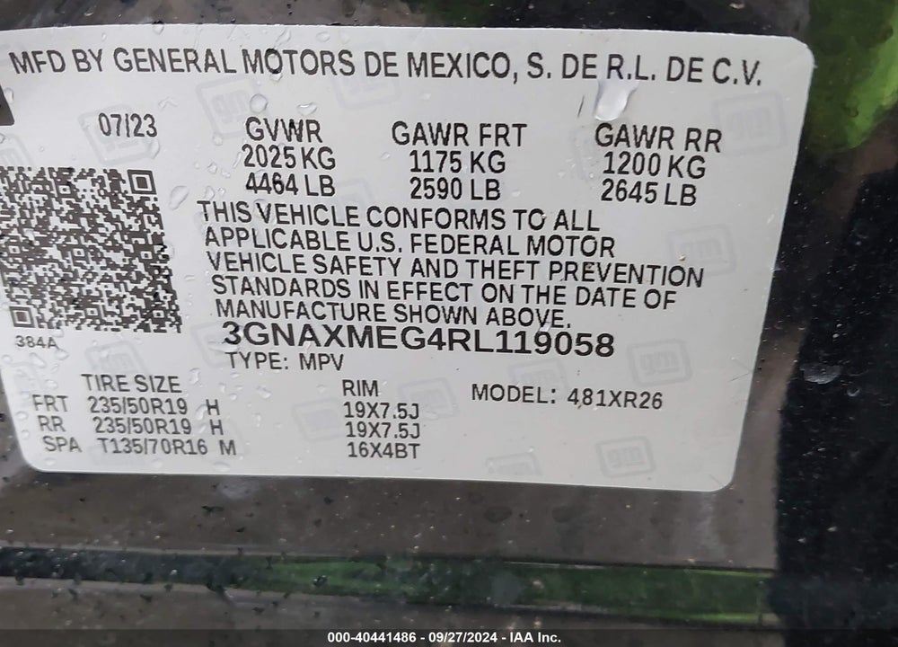 2024 CHEVROLET EQUINOX FWD RS VIN: 3GNAXMEG4RL119058