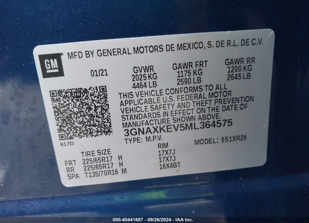 2021 CHEVROLET EQUINOX FWD LT VIN: 3GNAXKEV5ML364575