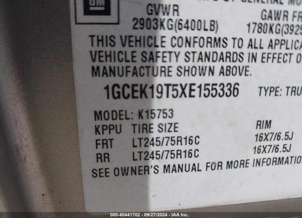 1999 CHEVROLET SILVERADO 1500 LS VIN: 1GCEK19T5XE155336