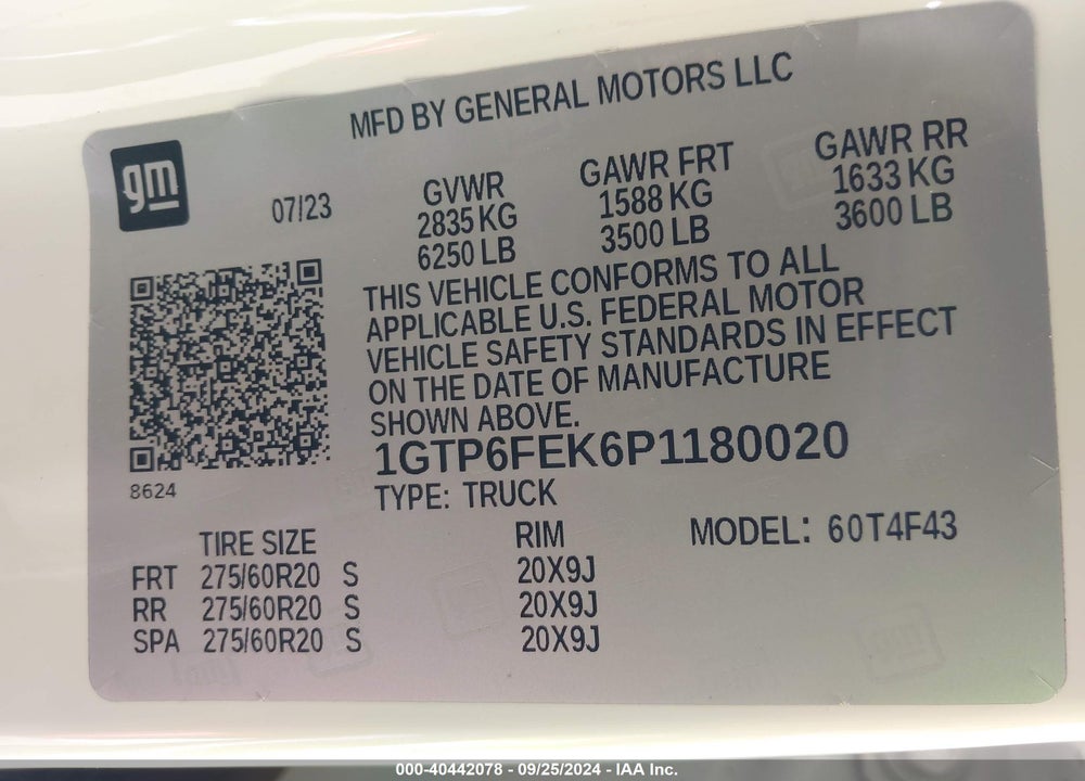 2023 GMC CANYON 4WD CREW CAB SHORT BOX DENALI VIN: 1GTP6FEK6P1180020