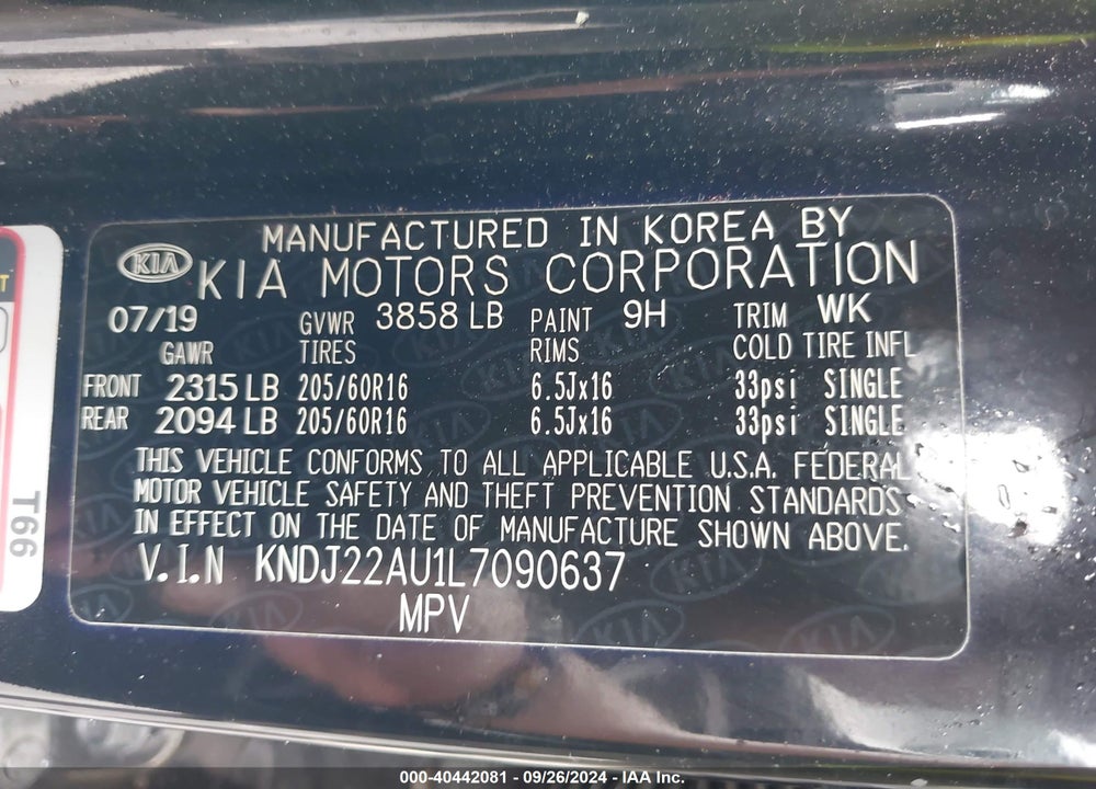 2020 KIA SOUL LX VIN: KNDJ22AU1L7090637