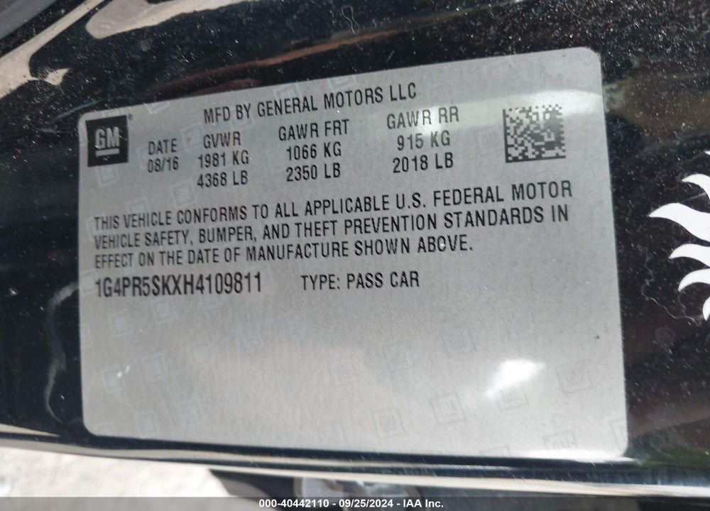 2017 BUICK VERANO SPORT TOURING VIN: 1G4PR5SKXH4109811