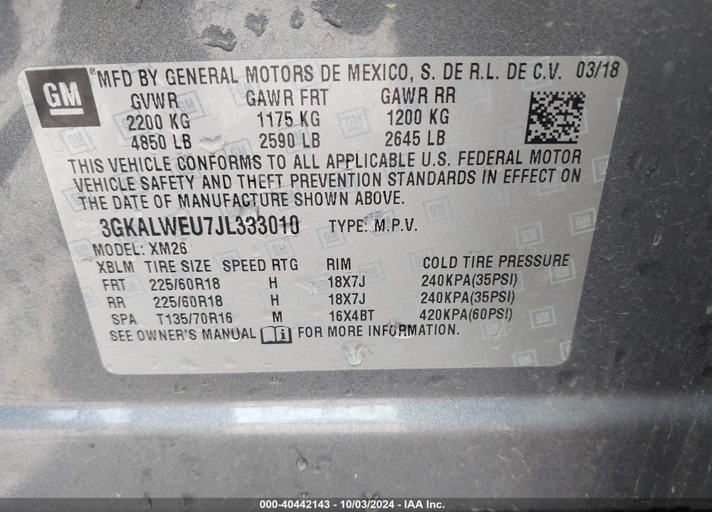 2018 GMC TERRAIN SLT DIESEL VIN: 3GKALWEU7JL333010
