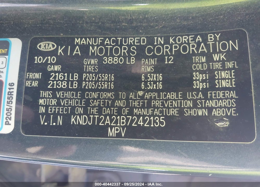 2011 KIA SOUL VIN: KNDJT2A21B7242135