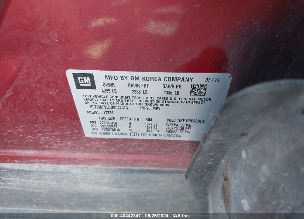 2022 CHEVROLET TRAILBLAZER FWD RS VIN: KL79MTSL0NB047073