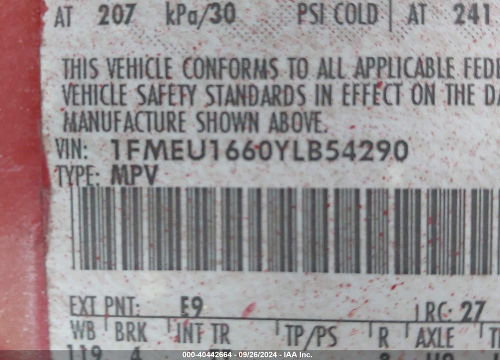 2000 FORD EXPEDITION XLT VIN: 1FMEU1660YLB54290