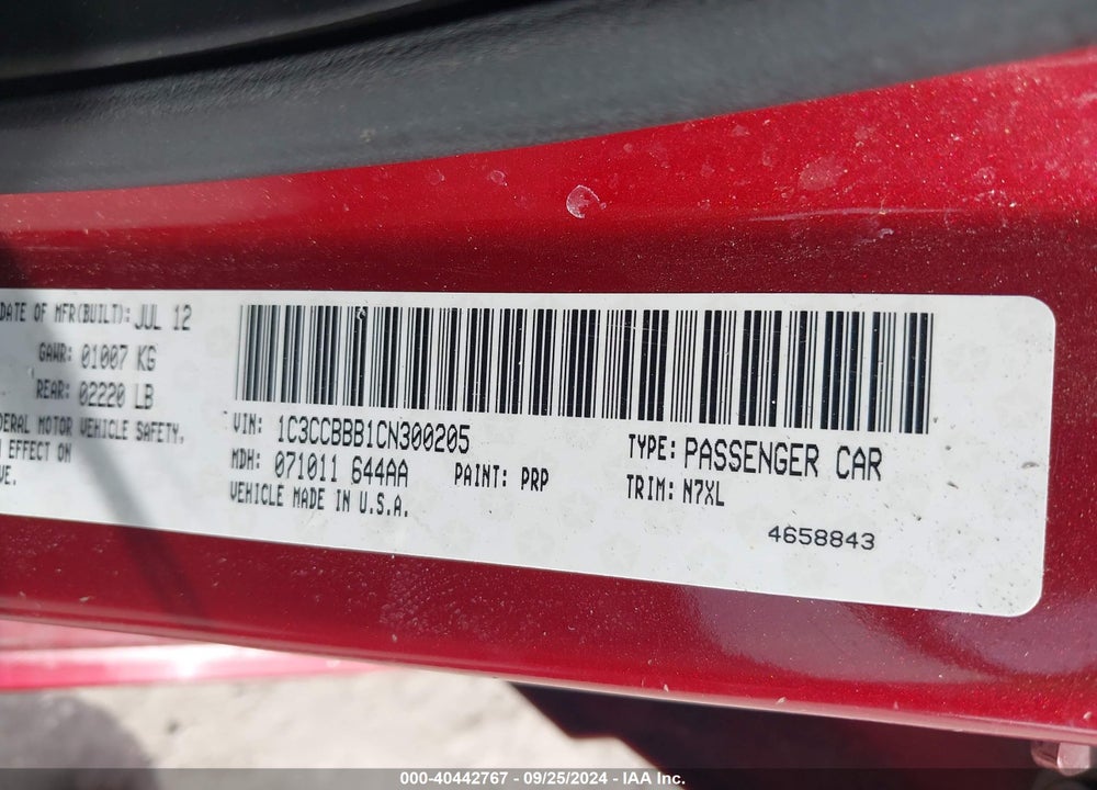 2012 CHRYSLER 200 TOURING VIN: 1C3CCBBB1CN300205