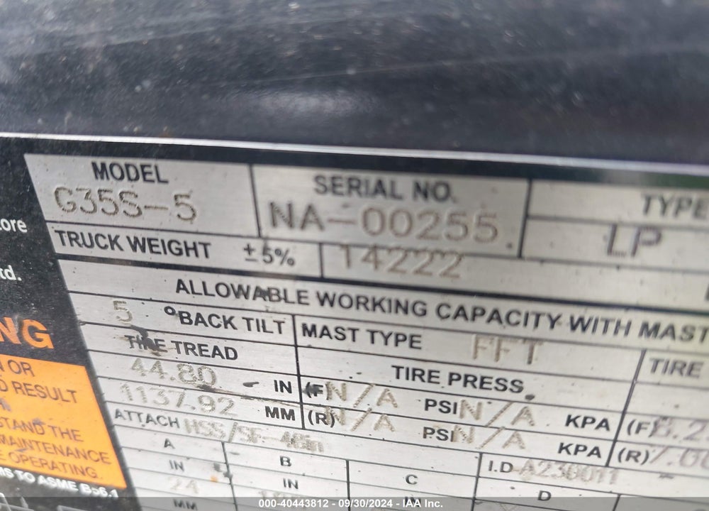 2014 DOOSAN G35S5 VIN: NA00255
