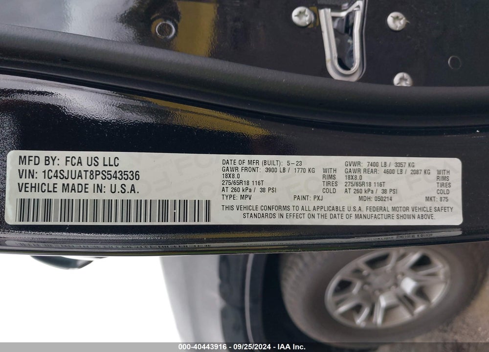 2023 JEEP WAGONEER SERIES I 4X2 VIN: 1C4SJUAT8PS543536