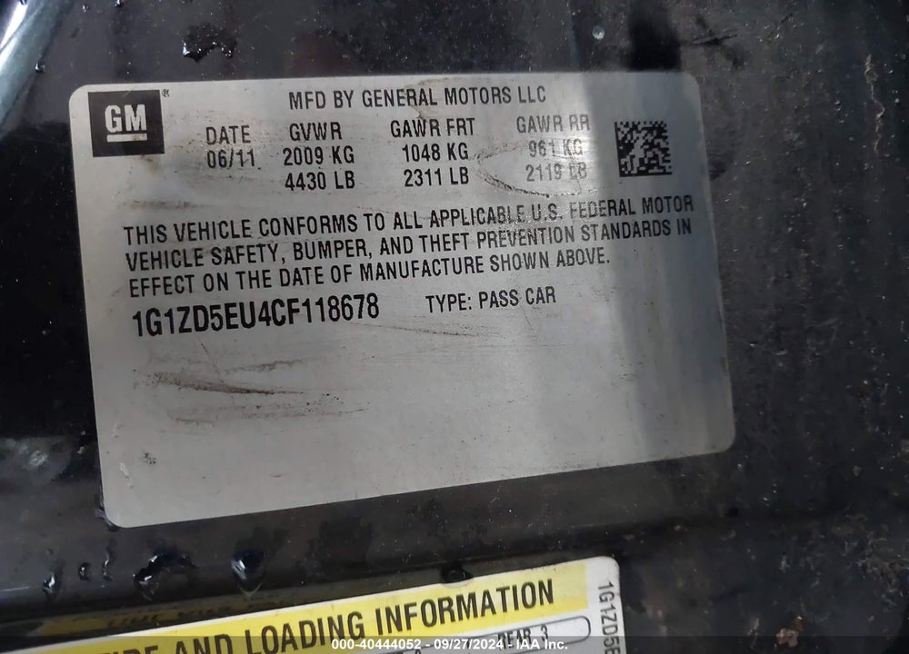 2012 CHEVROLET MALIBU 2LT VIN: 1G1ZD5EU4CF118678