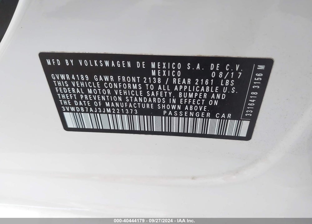 2018 VOLKSWAGEN JETTA 1.4T SE/1.4T WOLFSBURG EDITION VIN: 3VWDB7AJ3JM221373