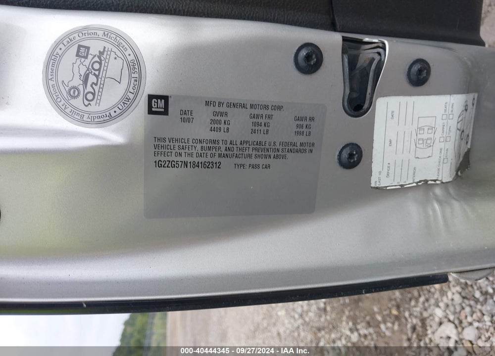 2008 PONTIAC G6 VIN: 1G2ZG57N184162312