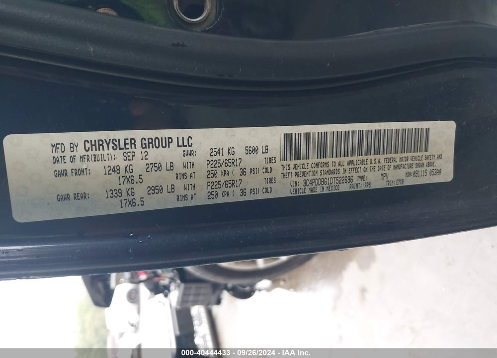 2013 DODGE JOURNEY SXT VIN: 3C4PDDBG1DT522696