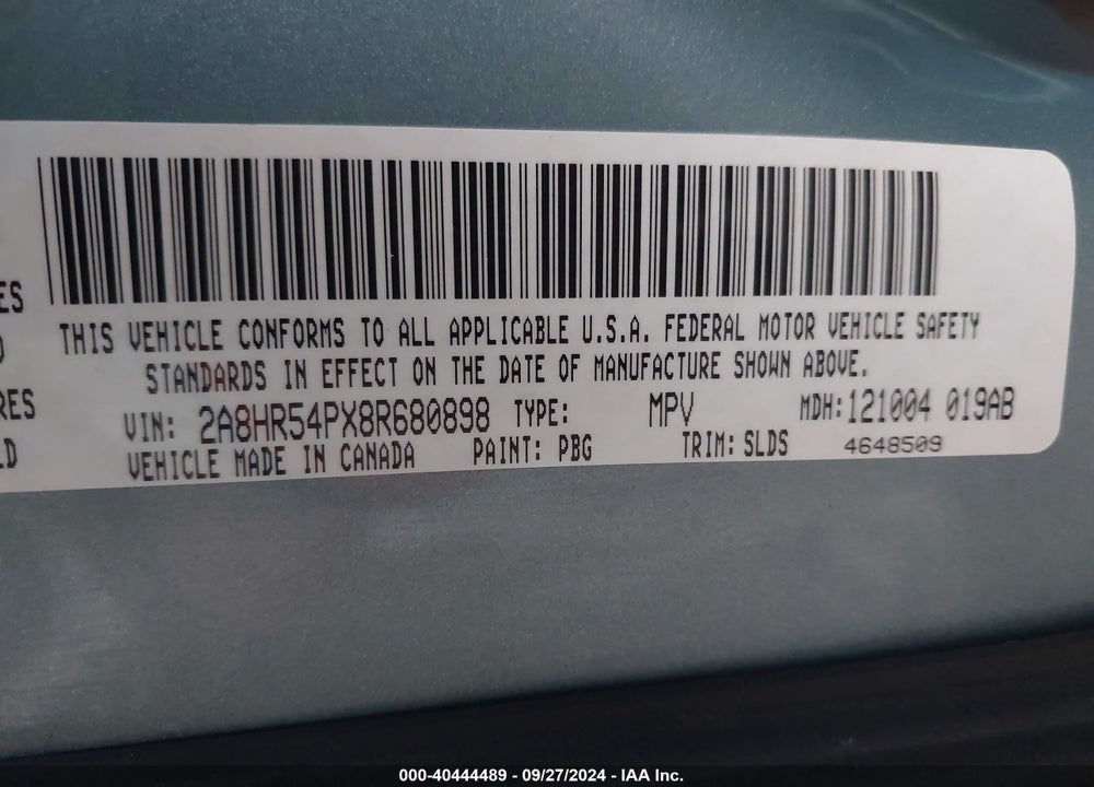2008 CHRYSLER TOWN & COUNTRY TOURING VIN: 2A8HR54PX8R680898