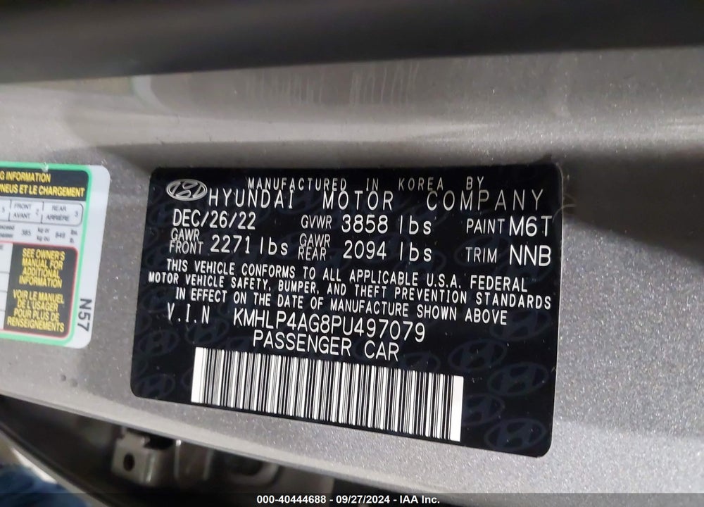 2023 HYUNDAI ELANTRA LIMITED VIN: KMHLP4AG8PU497079