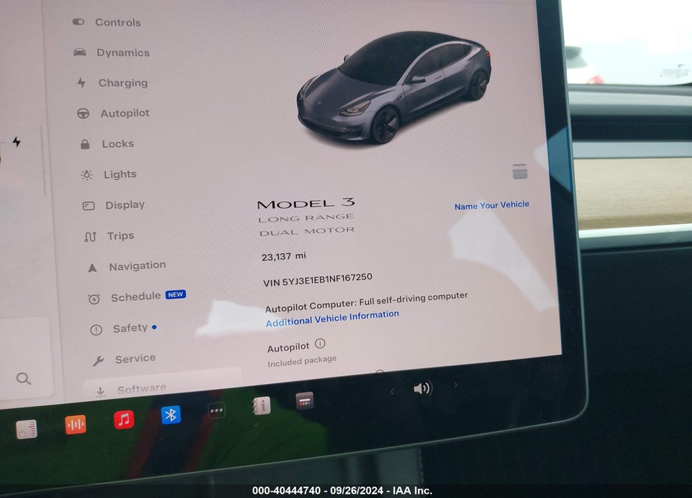 2022 TESLA MODEL 3 LONG RANGE DUAL MOTOR ALL-WHEEL DRIVE VIN: 5YJ3E1EB1NF167250