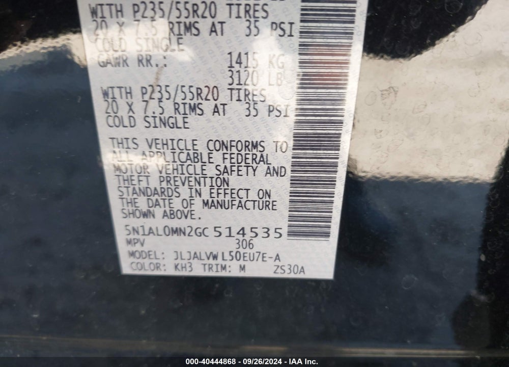 2016 INFINITI QX60 VIN: 5N1AL0MN2GC514535