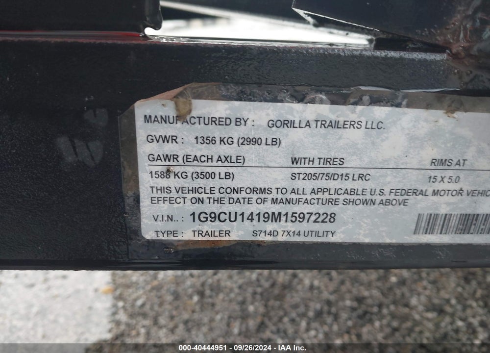 2022 GENERAL TRAILER CO OTHER VIN: 1G9CU1419M1597228