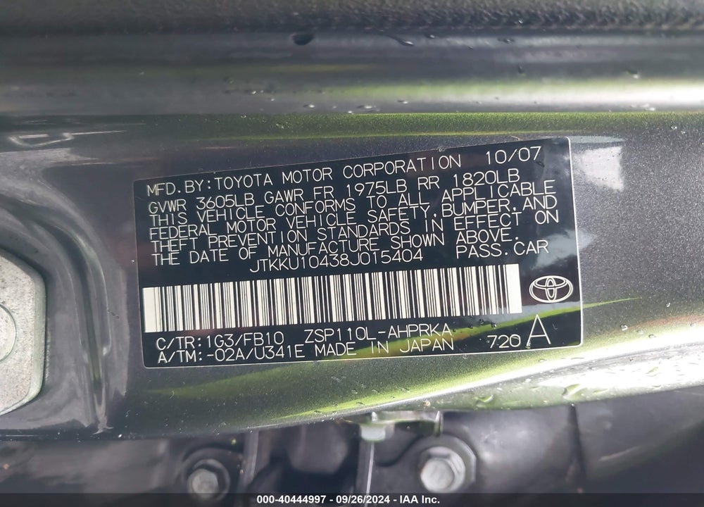 2008 SCION XD VIN: JTKKU10438J015404