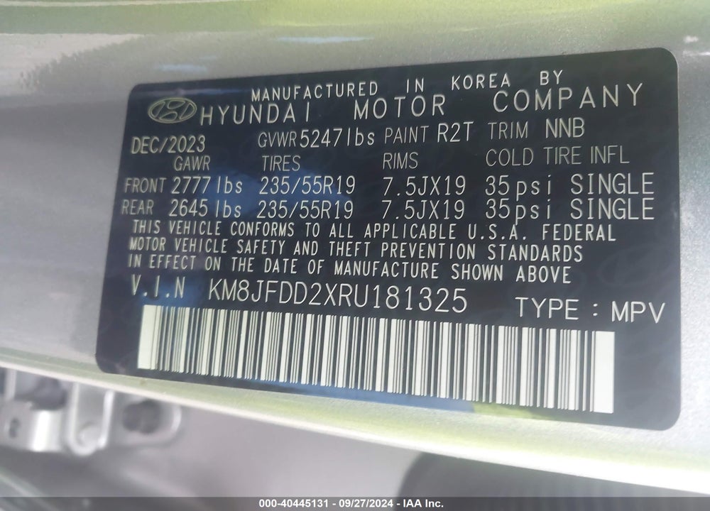 2024 HYUNDAI TUCSON PLUG-IN HYBRID LIMITED VIN: KM8JFDD2XRU181325