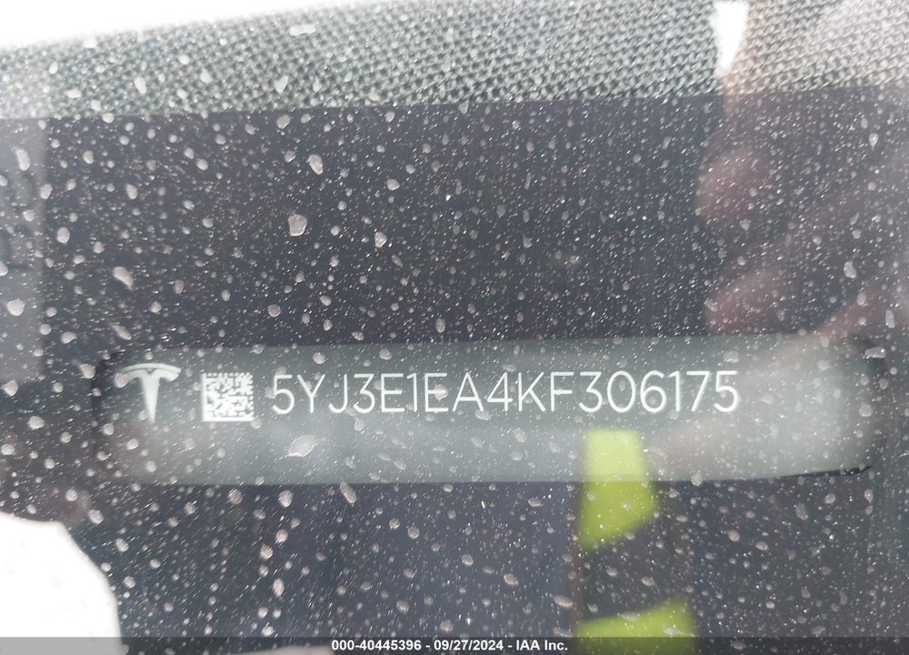 2019 TESLA MODEL 3 LONG RANGE/MID RANGE/STANDARD RANGE/STANDARD RANGE PLUS VIN: 5YJ3E1EA4KF306175