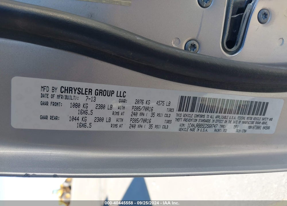 2014 JEEP PATRIOT SPORT VIN: 1C4NJRBB5ED560747