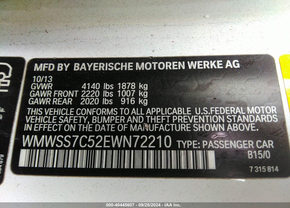 2014 MINI PACEMAN COOPER S VIN: WMWSS7C52EWN72210