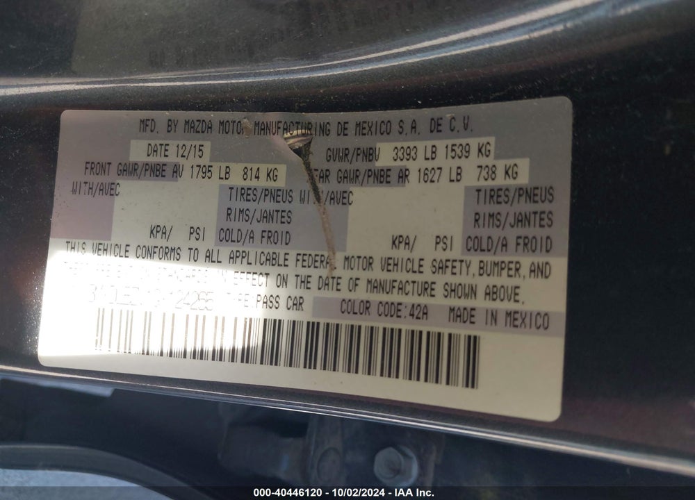 2016 SCION IA VIN: 3MYDLBZV1GY124265