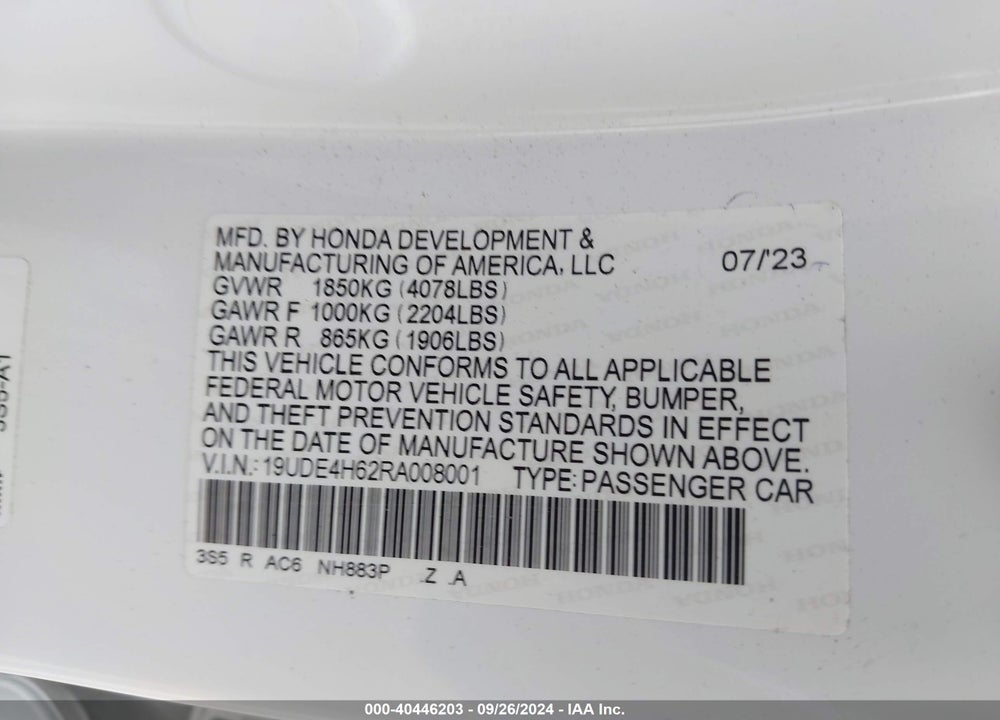 2024 ACURA INTEGRA A-SPEC W/ TECHNOLOGY VIN: 19UDE4H62RA008001