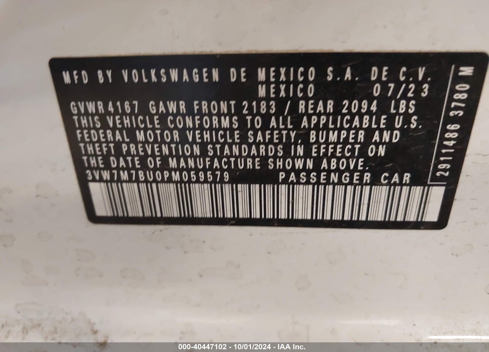 2023 VOLKSWAGEN JETTA 1.5T SE VIN: 3VW7M7BU0PM059579