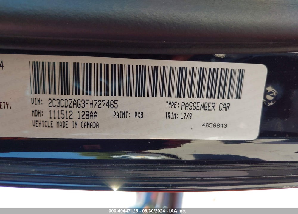 2015 DODGE CHALLENGER SXT VIN: 2C3CDZAG3FH727465