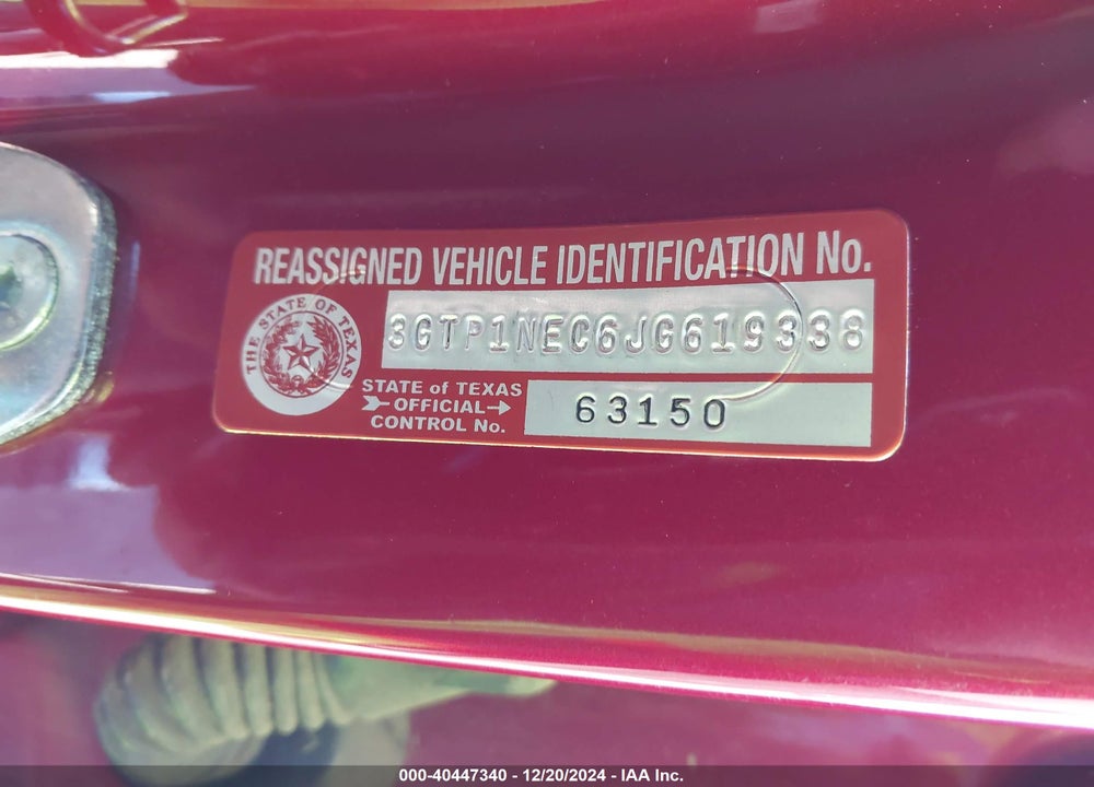 2018 GMC SIERRA 1500 VIN: 3GTP1NEC6JG619338