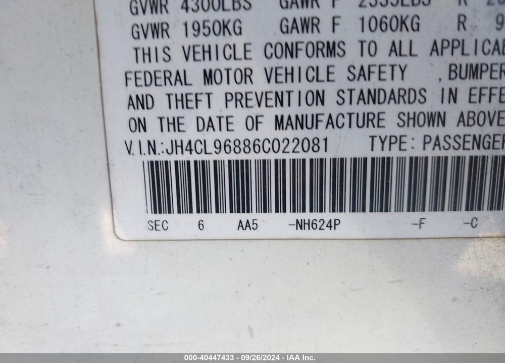 2006 ACURA TSX VIN: JH4CL96886C022081