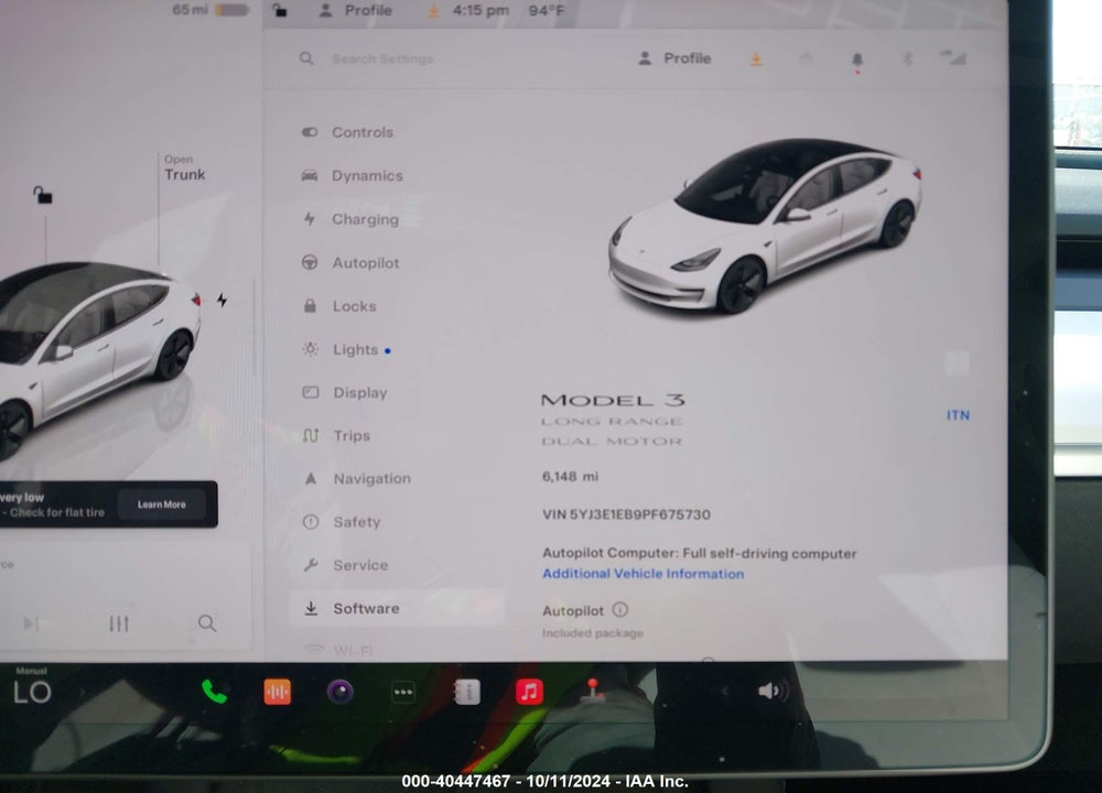2023 TESLA MODEL 3 LONG RANGE DUAL MOTOR ALL-WHEEL DRIVE VIN: 5YJ3E1EB9PF675730
